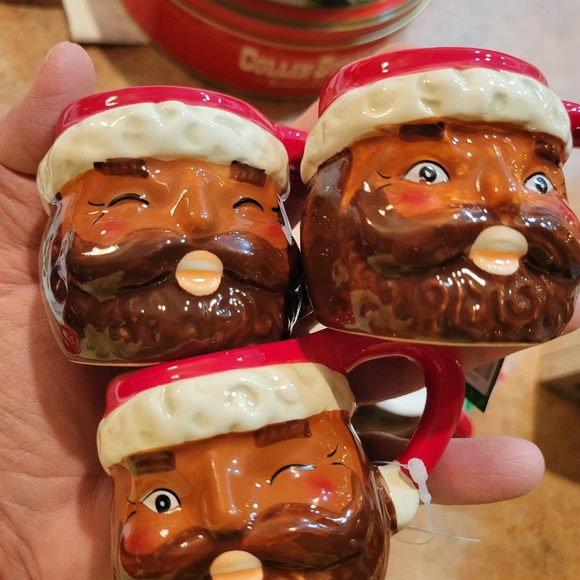Mini Santa Mugs (6) ~ Sleigh Bell Bistro ~ Retro Look ~ Christmas ~ NWT - Picture 6 of 12